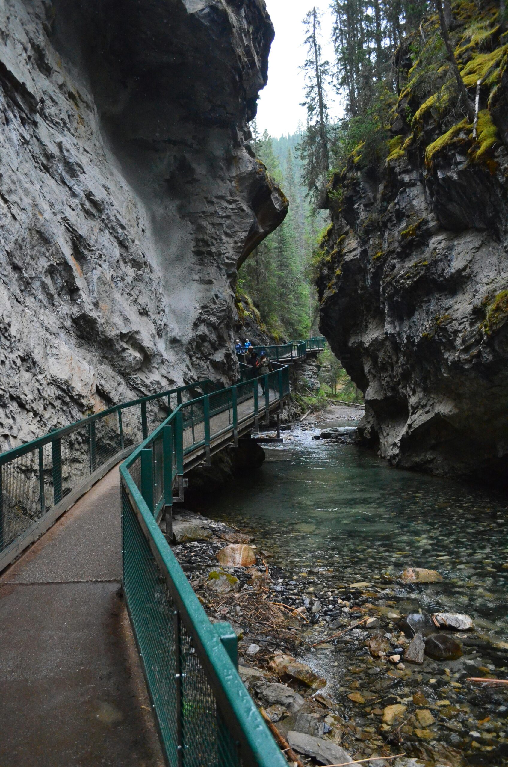 Johnston Canyon waterfall and boardwalk in Banff National Park, Alberta
